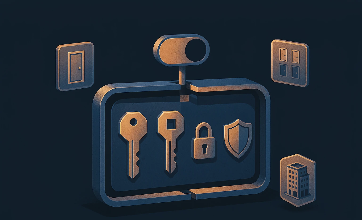 The security structure inside a card: two keys, encryption, tiered permissions and a master switch