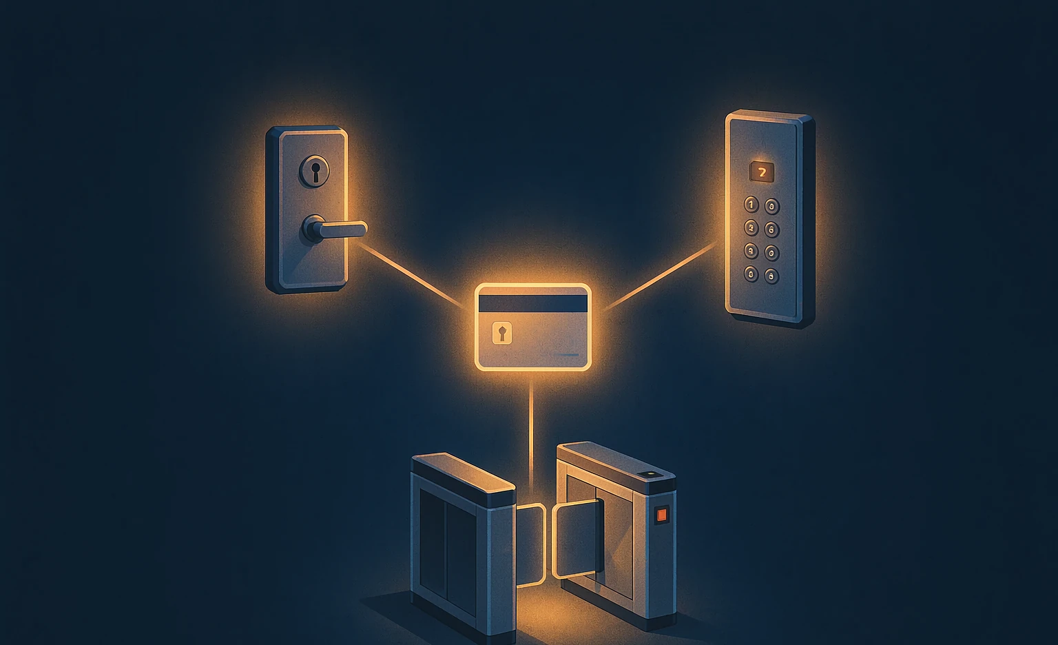One card opening the lock, the lift and the corridor gate at the same time