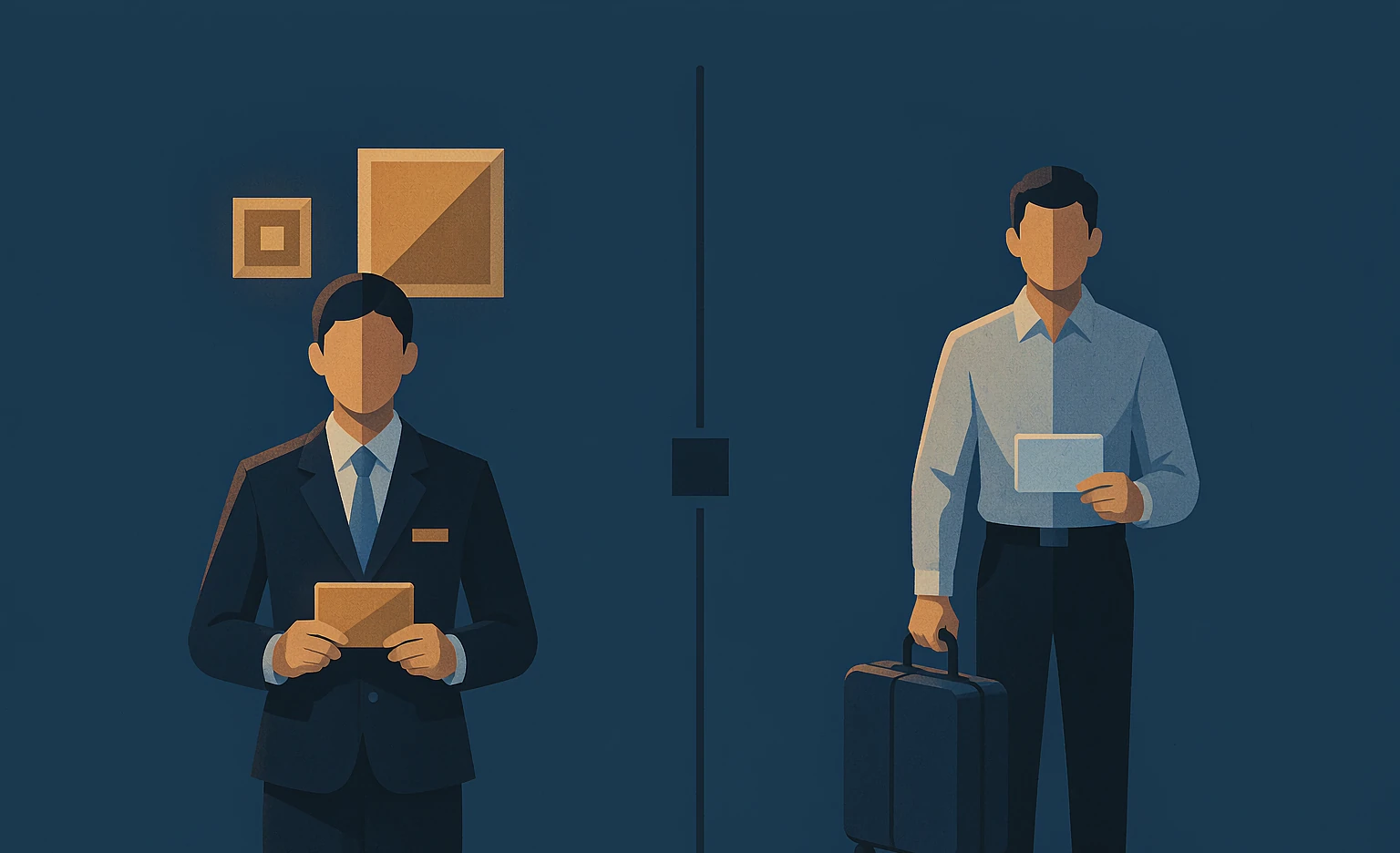 Staff cards and guest cards side by side, with permissions never mixed
