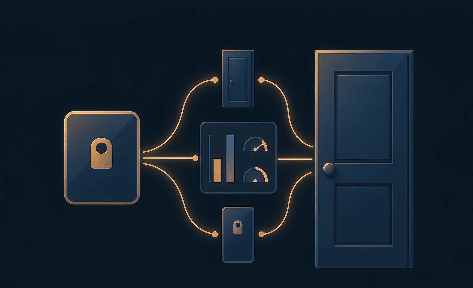 Two-way traceability between cards and doors, plus the statistics panel
